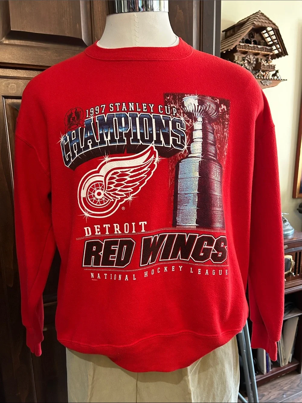 Lee Sport 1997 Stanley Championship Cup Red Wings Red Crewneck Sweatshirt Sz L